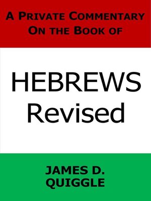 cover image of A Private Commentary on the Book of Hebrews